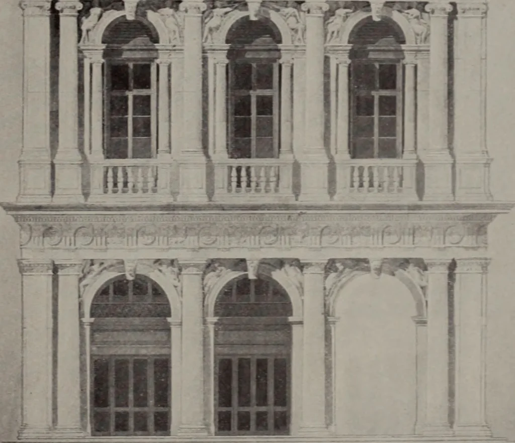 An illustration from Building stone, lathing, plastering, and tiling, common brickwork, ornamental brickwork and terra cotta : lighting fixtures, use and design of lighting fixtures, architectural design, 1909, leaf 700