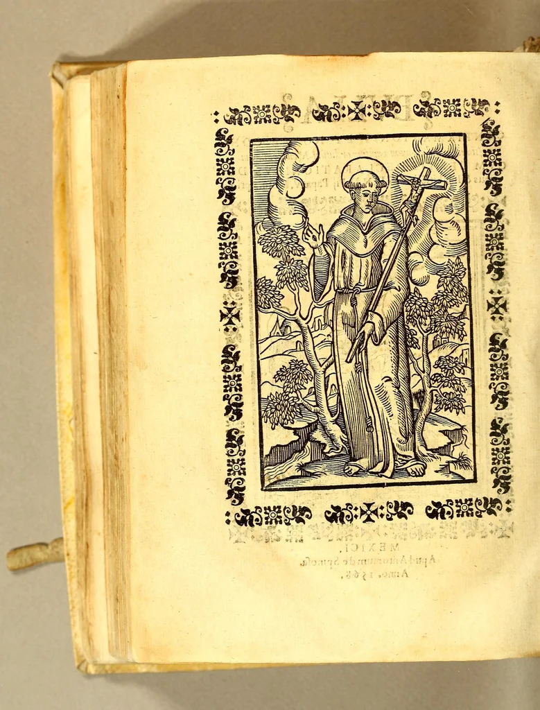 An illustration from Bulla confirmationis et nouae concessionis priuilegiorum omnium ordinum Mendicantium. : cum certis declarationibus decretis [et] inhibitio[n]ibus. S. D. N. D. Pij Papæ V. Motu p[ro]prio, 1568, leaf 6