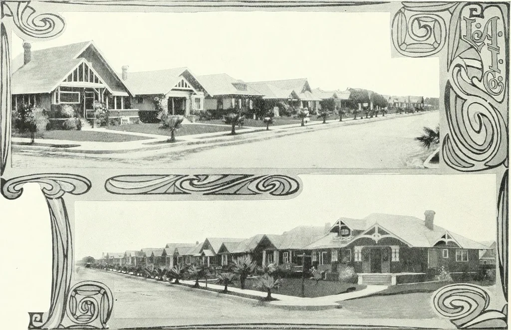 An illustration from Bungalows and cottages in Southern California. Presenting house and plans as built and streets and tracts as developed by the Los Angeles Investment Company, 1909, leaf 13