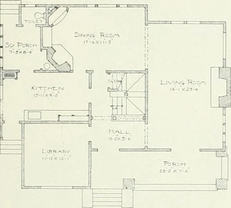 An illustration from Bungalows and cottages in Southern California. Presenting house and plans as built and streets and tracts as developed by the Los Angeles Investment Company, 1909, leaf 14