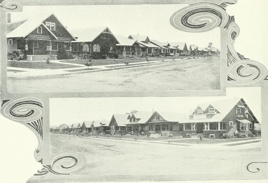 An illustration from Bungalows and cottages in Southern California. Presenting house and plans as built and streets and tracts as developed by the Los Angeles Investment Company, 1909, leaf 15