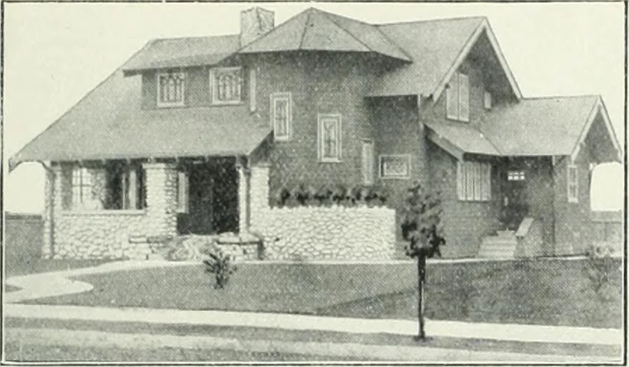 An illustration from Bungalows and cottages in Southern California. Presenting house and plans as built and streets and tracts as developed by the Los Angeles Investment Company, 1909, leaf 18