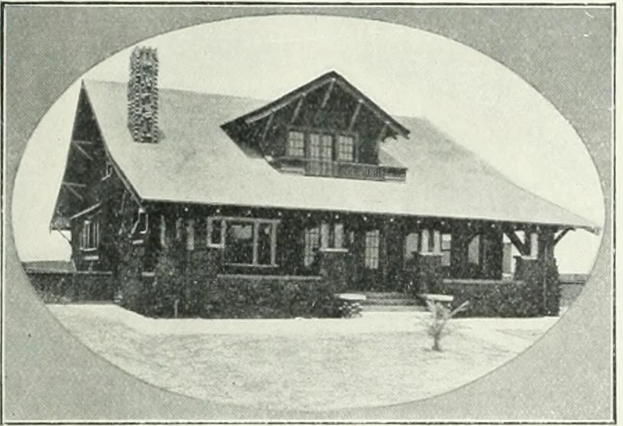 An illustration from Bungalows and cottages in Southern California. Presenting house and plans as built and streets and tracts as developed by the Los Angeles Investment Company, 1909, leaf 20