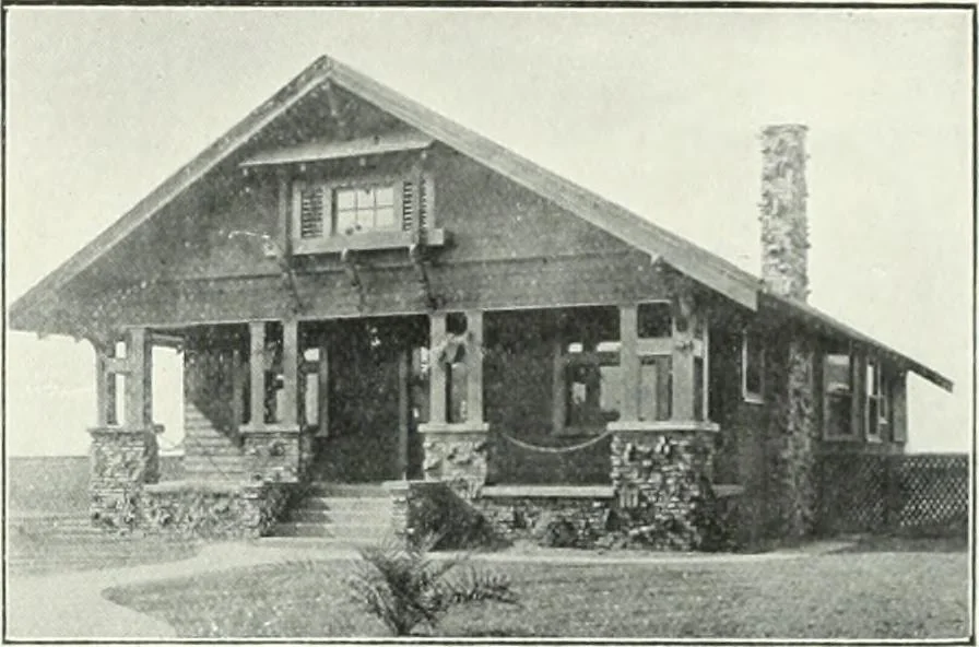 An illustration from Bungalows and cottages in Southern California. Presenting house and plans as built and streets and tracts as developed by the Los Angeles Investment Company, 1909, leaf 22