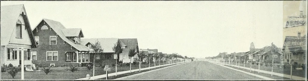 An illustration from Bungalows and cottages in Southern California. Presenting house and plans as built and streets and tracts as developed by the Los Angeles Investment Company, 1909, leaf 25