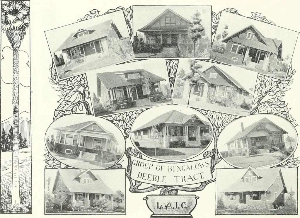 An illustration from Bungalows and cottages in Southern California. Presenting house and plans as built and streets and tracts as developed by the Los Angeles Investment Company, 1909, leaf 27