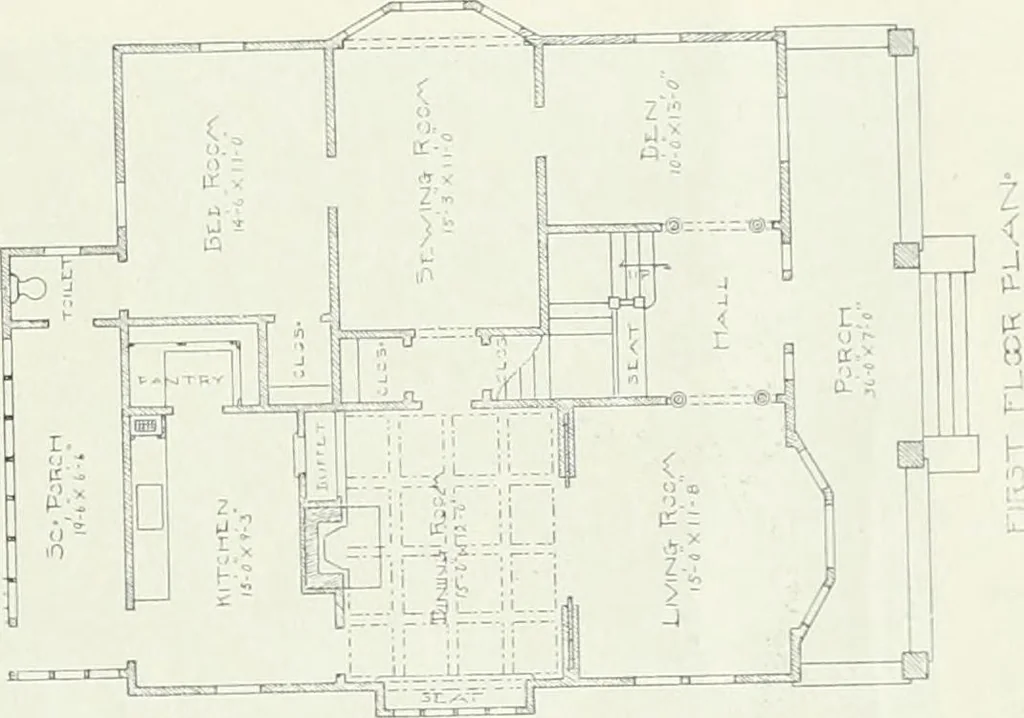 An illustration from Bungalows and cottages in Southern California. Presenting house and plans as built and streets and tracts as developed by the Los Angeles Investment Company, 1909, leaf 28