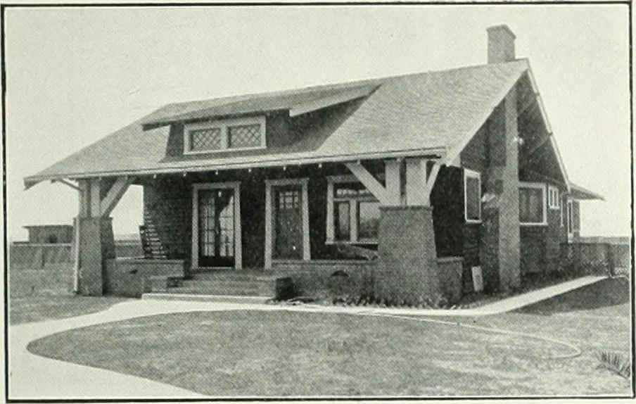 An illustration from Bungalows and cottages in Southern California. Presenting house and plans as built and streets and tracts as developed by the Los Angeles Investment Company, 1909, leaf 30