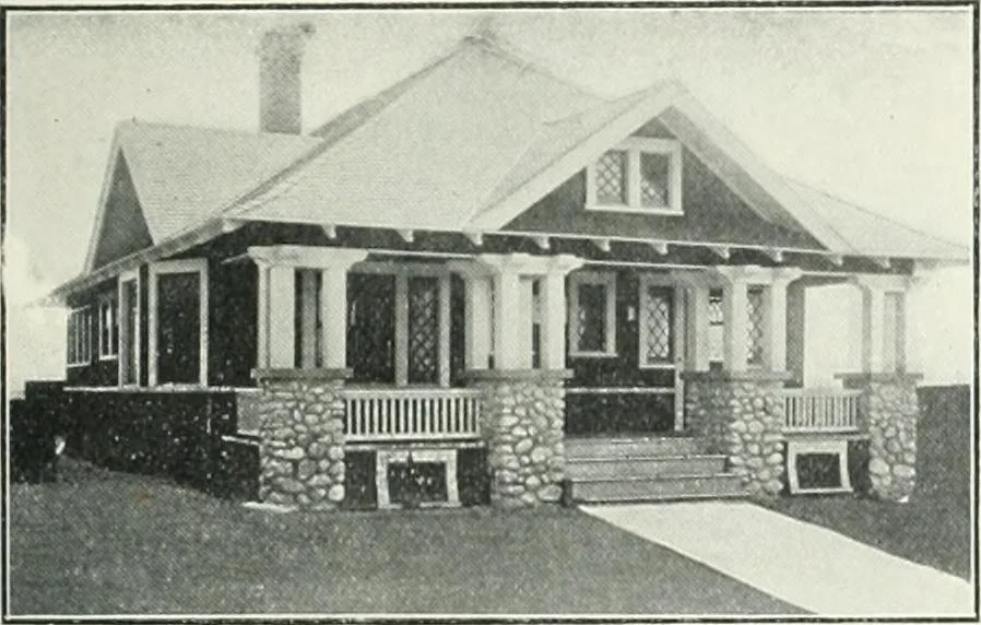 An illustration from Bungalows and cottages in Southern California. Presenting house and plans as built and streets and tracts as developed by the Los Angeles Investment Company, 1909, leaf 32