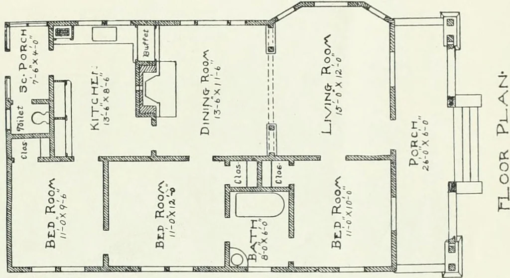 An illustration from Bungalows and cottages in Southern California. Presenting house and plans as built and streets and tracts as developed by the Los Angeles Investment Company, 1909, leaf 38