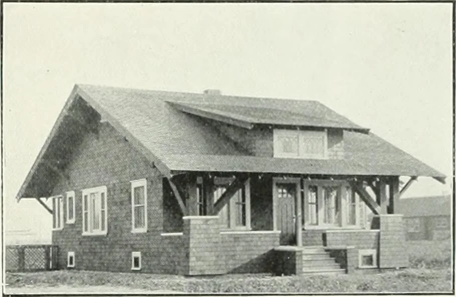 An illustration from Bungalows and cottages in Southern California. Presenting house and plans as built and streets and tracts as developed by the Los Angeles Investment Company, 1909, leaf 42