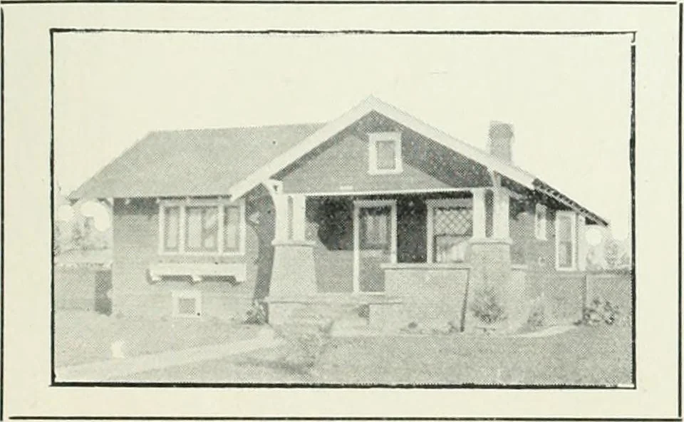 An illustration from Bungalows and cottages in Southern California. Presenting house and plans as built and streets and tracts as developed by the Los Angeles Investment Company, 1909, leaf 44