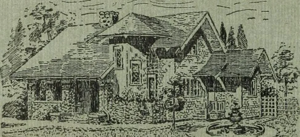 An illustration from Bungalows and cottages in Southern California. Presenting house and plans as built and streets and tracts as developed by the Los Angeles Investment Company, 1909, leaf 47