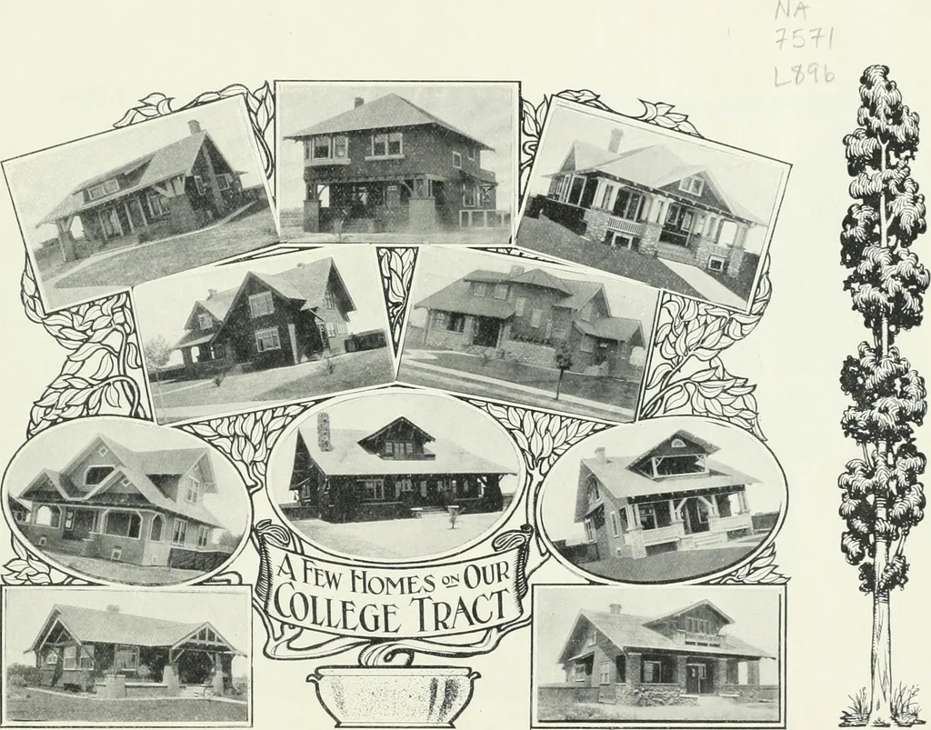 An illustration from Bungalows and cottages in Southern California. Presenting house and plans as built and streets and tracts as developed by the Los Angeles Investment Company, 1909, leaf 8