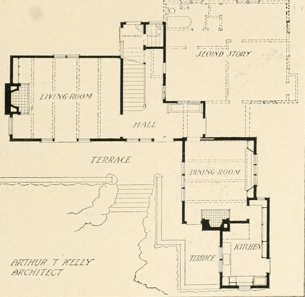An illustration from Bungalows; their design, construction and furnishing, with suggestions also for camps, summer homes and cottages of similar character, 1911, leaf 100