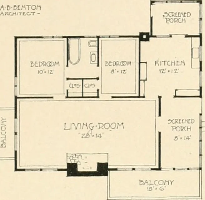 An illustration from Bungalows; their design, construction and furnishing, with suggestions also for camps, summer homes and cottages of similar character, 1911, leaf 106