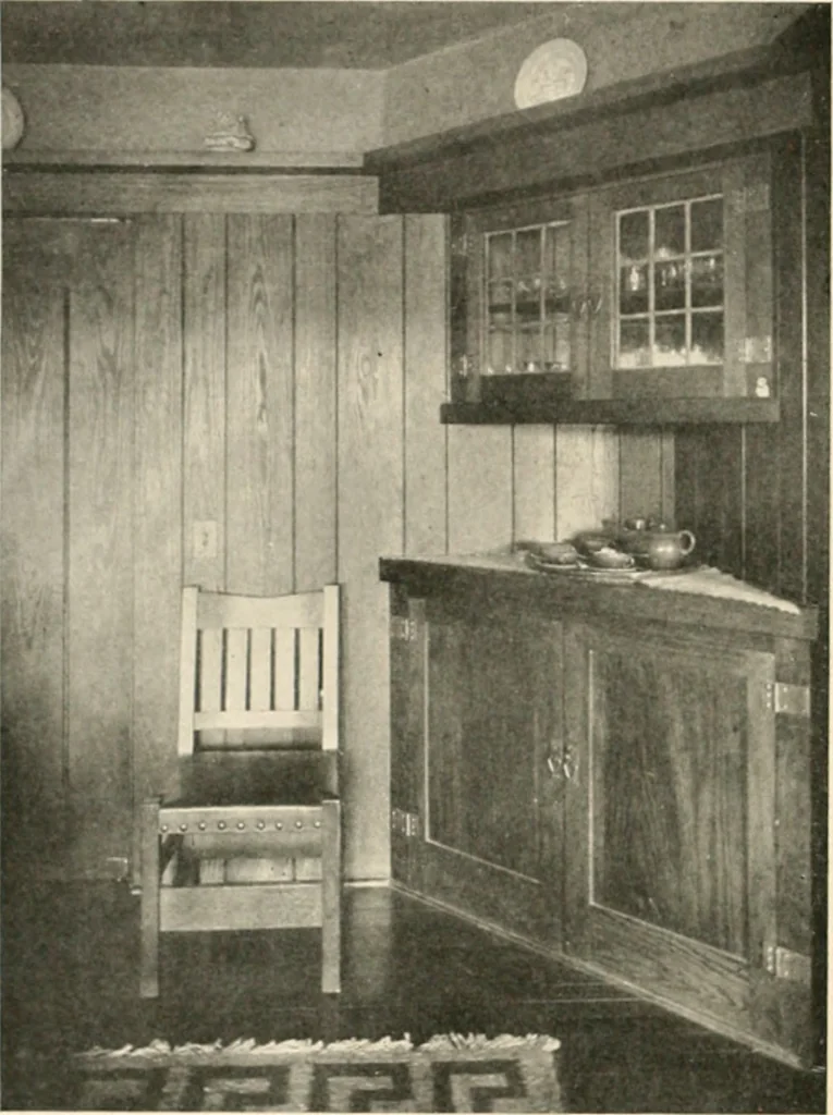 An illustration from Bungalows; their design, construction and furnishing, with suggestions also for camps, summer homes and cottages of similar character, 1911, leaf 141