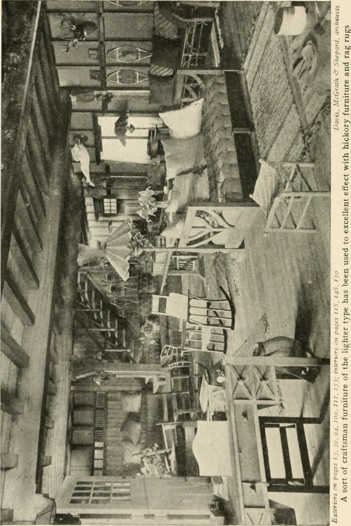 An illustration from Bungalows; their design, construction and furnishing, with suggestions also for camps, summer homes and cottages of similar character, 1911, leaf 169