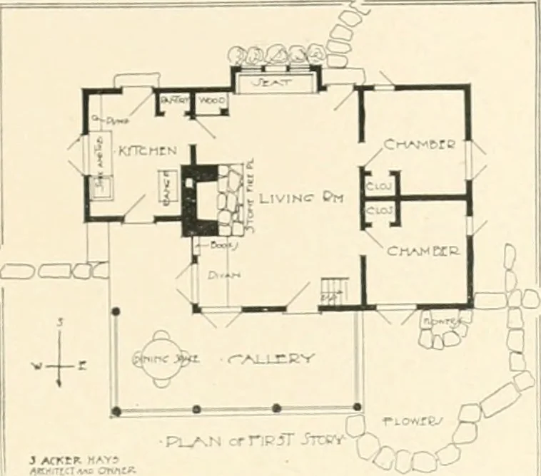 An illustration from Bungalows; their design, construction and furnishing, with suggestions also for camps, summer homes and cottages of similar character, 1911, leaf 24
