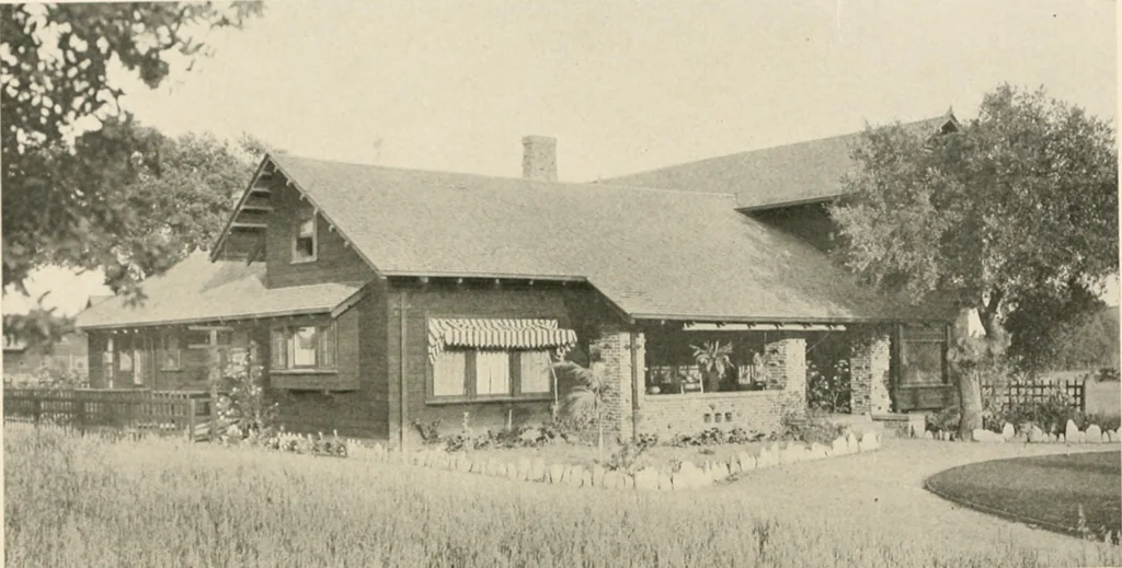 An illustration from Bungalows; their design, construction and furnishing, with suggestions also for camps, summer homes and cottages of similar character, 1911, leaf 43