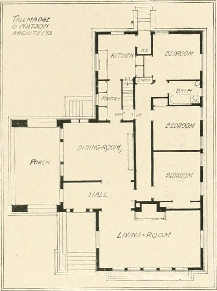 An illustration from Bungalows; their design, construction and furnishing, with suggestions also for camps, summer homes and cottages of similar character, 1911, leaf 58