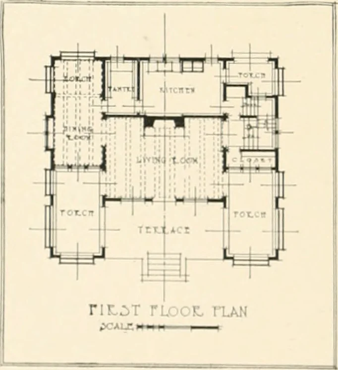 An illustration from Bungalows; their design, construction and furnishing, with suggestions also for camps, summer homes and cottages of similar character, 1911, leaf 59