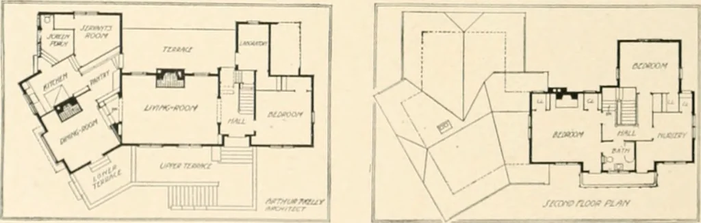 An illustration from Bungalows; their design, construction and furnishing, with suggestions also for camps, summer homes and cottages of similar character, 1911, leaf 75