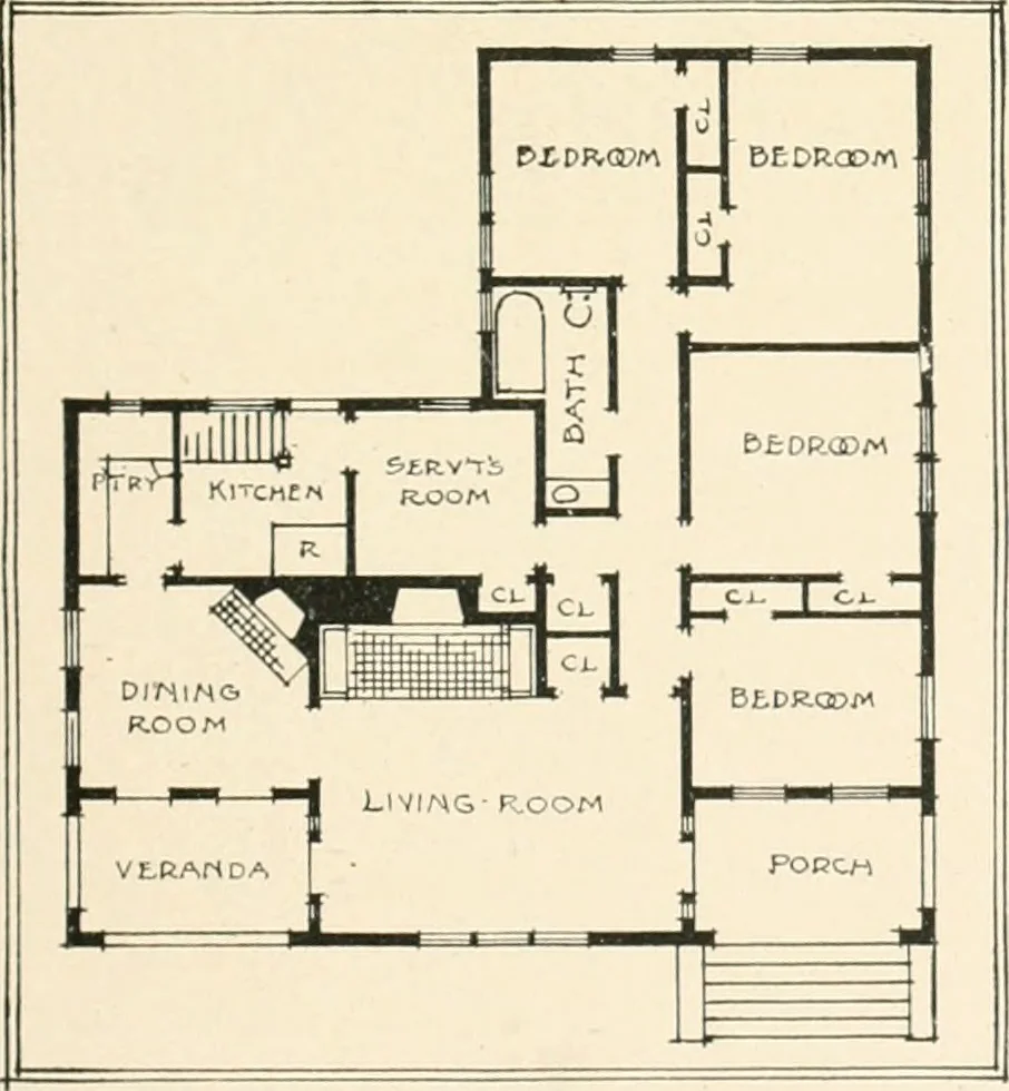 An illustration from Bungalows; their design, construction and furnishing, with suggestions also for camps, summer homes and cottages of similar character, 1911, leaf 82