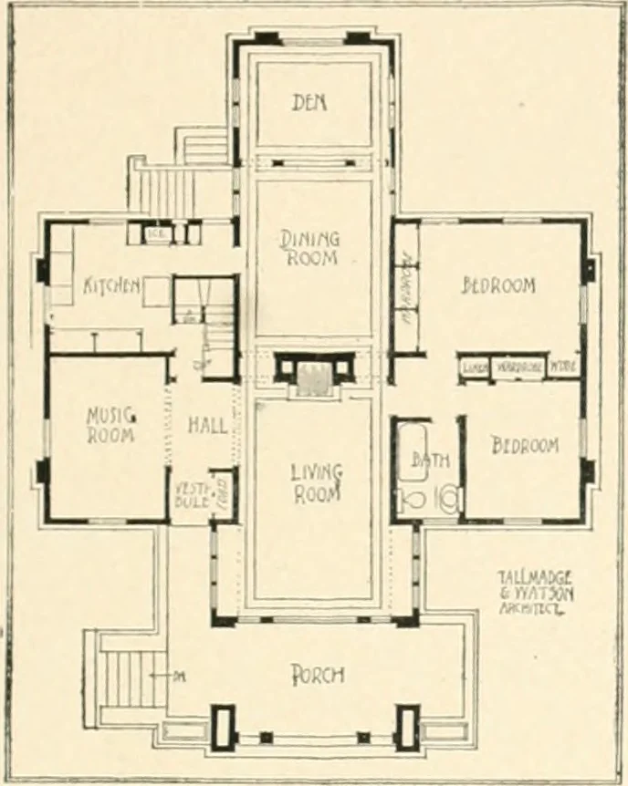An illustration from Bungalows; their design, construction and furnishing, with suggestions also for camps, summer homes and cottages of similar character, 1911, leaf 84