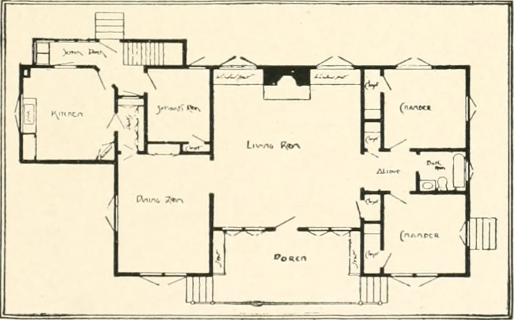 An illustration from Bungalows; their design, construction and furnishing, with suggestions also for camps, summer homes and cottages of similar character, 1911, leaf 84