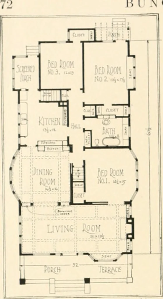 An illustration from Bungalows; their design, construction and furnishing, with suggestions also for camps, summer homes and cottages of similar character, 1911, leaf 89