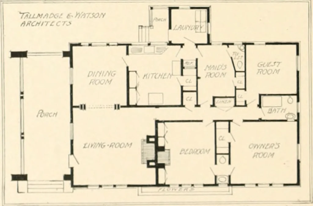 An illustration from Bungalows; their design, construction and furnishing, with suggestions also for camps, summer homes and cottages of similar character, 1911, leaf 89