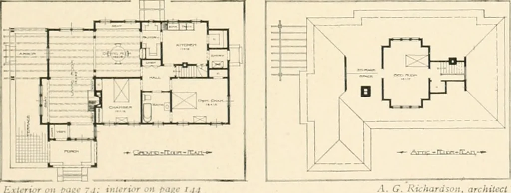 An illustration from Bungalows; their design, construction and furnishing, with suggestions also for camps, summer homes and cottages of similar character, 1911, leaf 90