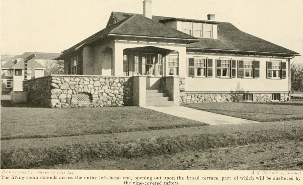 An illustration from Bungalows; their design, construction and furnishing, with suggestions also for camps, summer homes and cottages of similar character, 1911, leaf 91