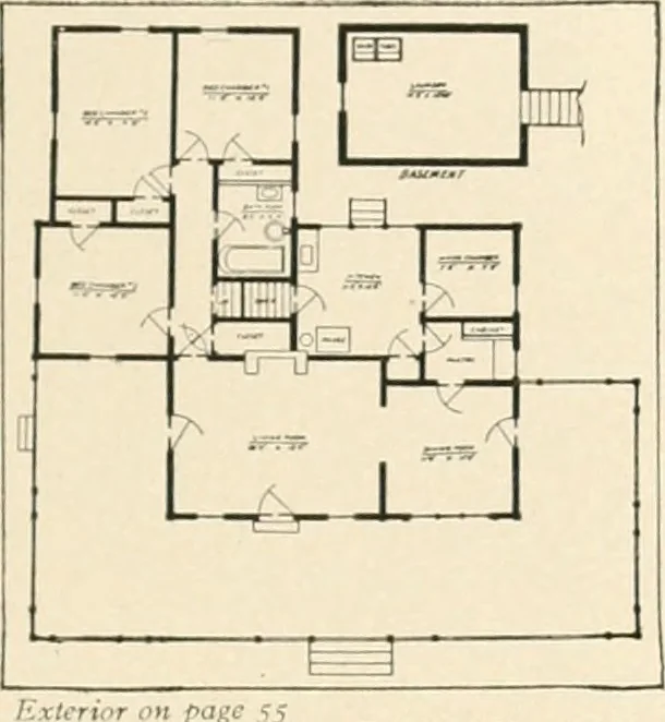 An illustration from Bungalows; their design, construction and furnishing, with suggestions also for camps, summer homes and cottages of similar character, 1911, leaf 92