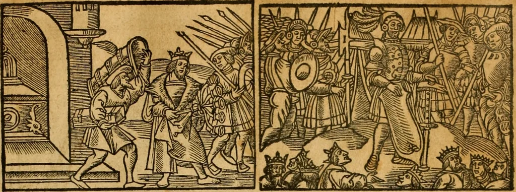 An illustration from The Byble : that is to saye, all the holye Scripture, in whiche are contayned the olde and new Testament : truly and purely translated into Englishe : & now lately with great industry & diligence recognysed .., 1551, leaf 268