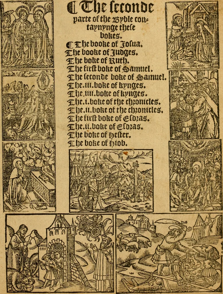 An illustration from The Byble : that is to saye, all the holye Scripture, in whiche are contayned the olde and new Testament : truly and purely translated into Englishe : & now lately with great industry & diligence recognysed .., 1551, leaf 268