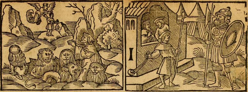 An illustration from The Byble : that is to saye, all the holye Scripture, in whiche are contayned the olde and new Testament : truly and purely translated into Englishe : & now lately with great industry & diligence recognysed .., 1551, leaf 576