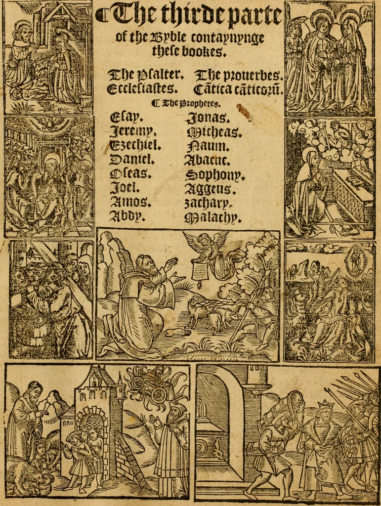 An illustration from The Byble : that is to saye, all the holye Scripture, in whiche are contayned the olde and new Testament : truly and purely translated into Englishe : & now lately with great industry & diligence recognysed .., 1551, leaf 576