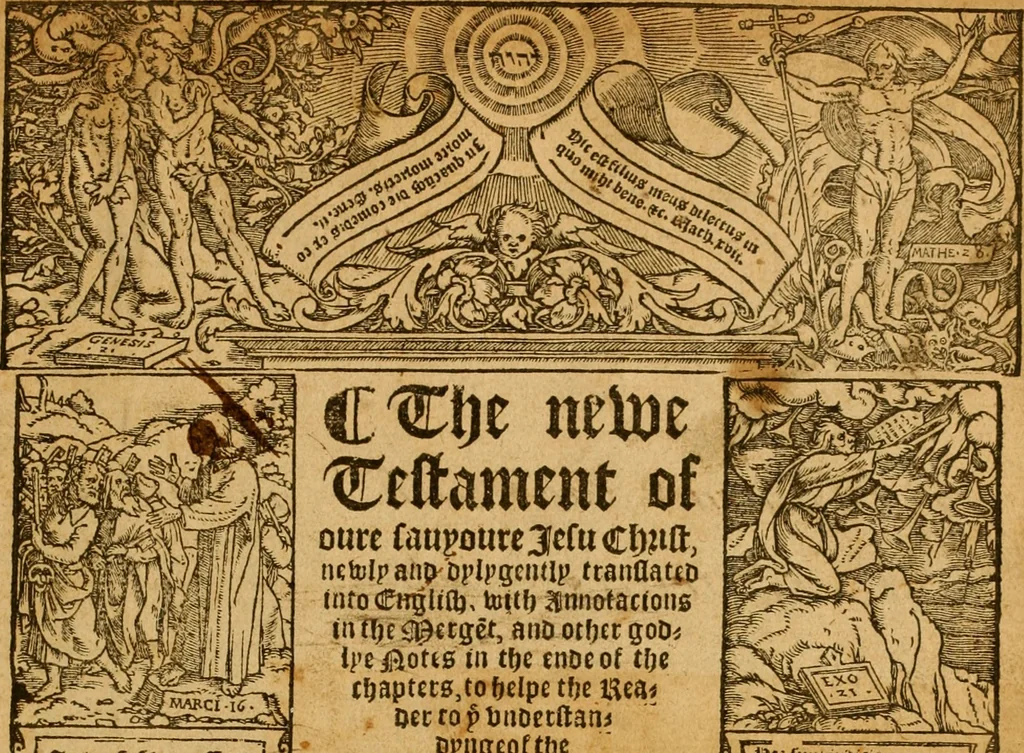 An illustration from The Byble : that is to saye, all the holye Scripture, in whiche are contayned the olde and new Testament : truly and purely translated into Englishe : & now lately with great industry & diligence recognysed .., 1551, leaf 208