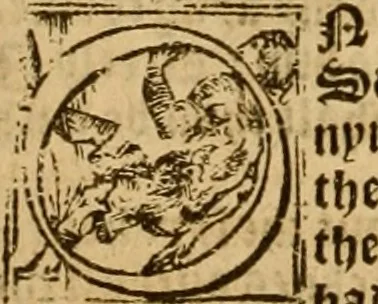 An illustration from The Byble : that is to saye, all the holye Scripture, in whiche are contayned the olde and new Testament : truly and purely translated into Englishe : & now lately with great industry & diligence recognysed .., 1551, leaf 309