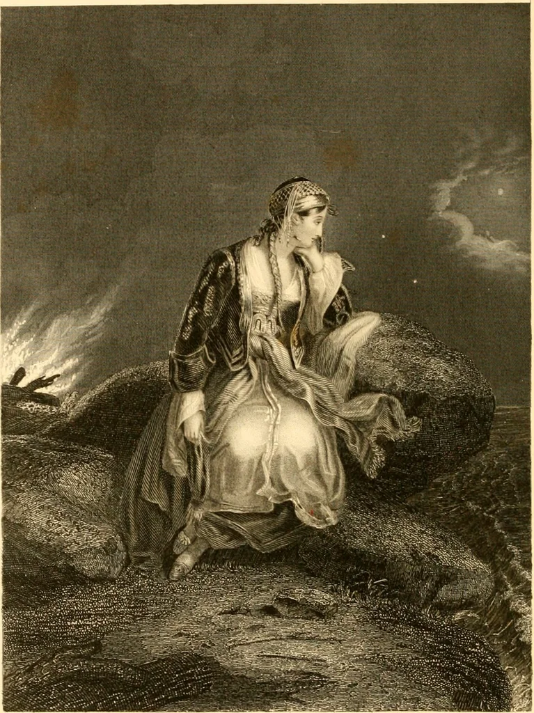 An illustration from The Byron gallery of highly finished engravings, illustrating Lord Byron's works. With selected beauties from his poems. Elucidated by historical and critical notices; together with a sketch of his life, containing important and unpublished matter, 1849, leaf 127