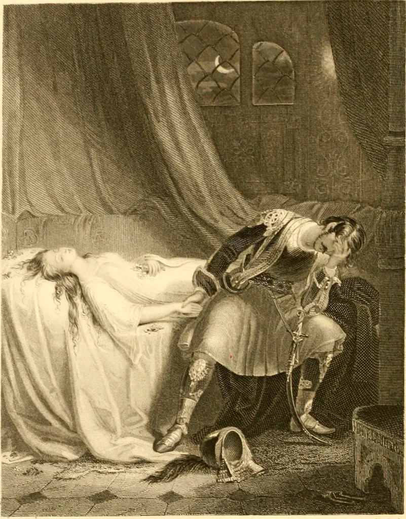 An illustration from The Byron gallery of highly finished engravings, illustrating Lord Byron's works. With selected beauties from his poems. Elucidated by historical and critical notices; together with a sketch of his life, containing important and unpublished matter, 1849, leaf 145