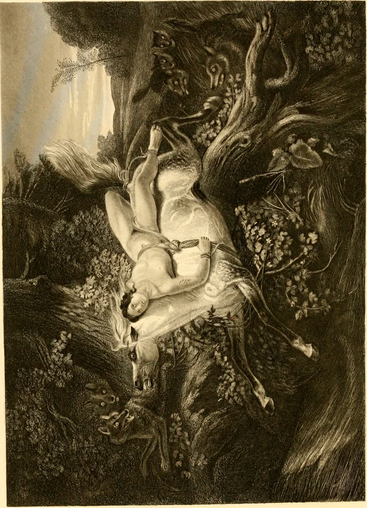 An illustration from The Byron gallery of highly finished engravings, illustrating Lord Byron's works. With selected beauties from his poems. Elucidated by historical and critical notices; together with a sketch of his life, containing important and unpublished matter, 1849, leaf 181