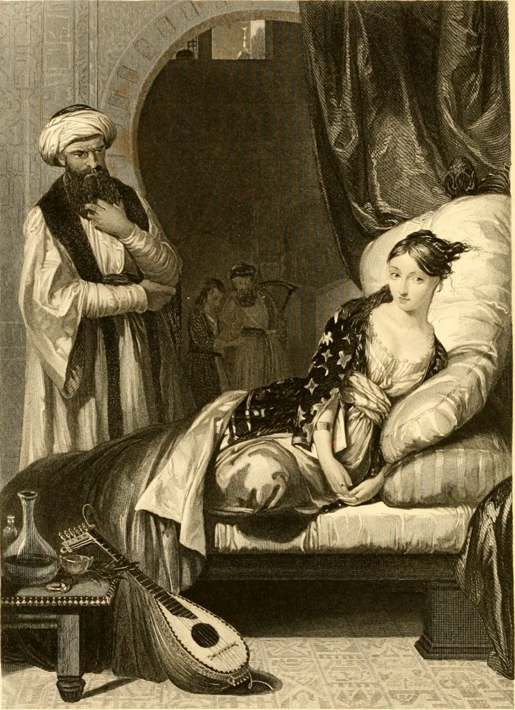 An illustration from The Byron gallery of highly finished engravings, illustrating Lord Byron's works. With selected beauties from his poems. Elucidated by historical and critical notices; together with a sketch of his life, containing important and unpublished matter, 1849, leaf 229