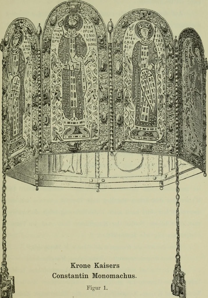 An illustration from Die byzantinischen Zellenschmelze der Sammlung Dr. Alex. von Swenigorodskoï und das darüber veröffentlichte Prachtwerk : archäologisch-kunstgeschichtliche Studie, 1896, leaf 278
