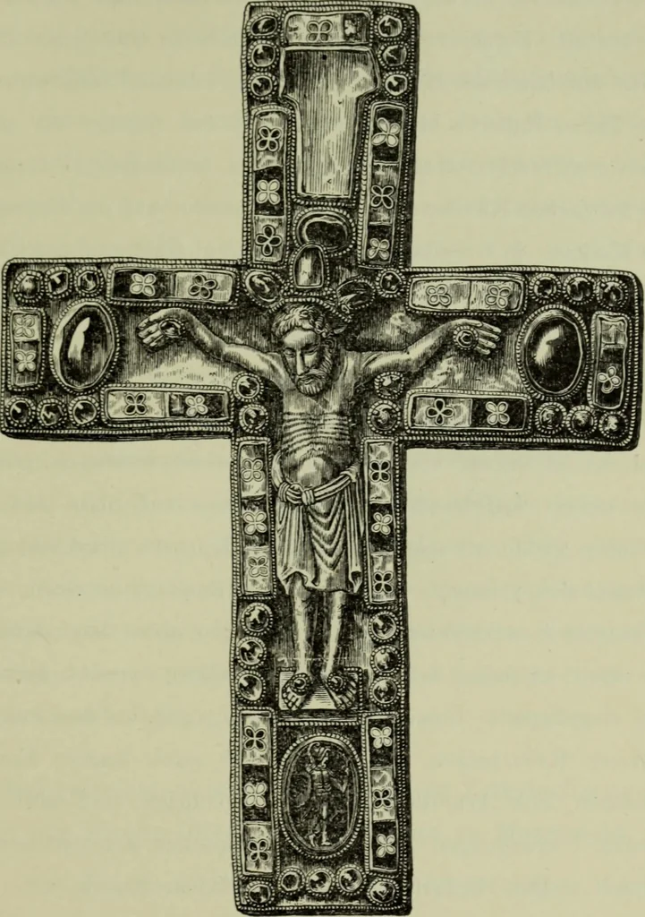 An illustration from Die byzantinischen Zellenschmelze der Sammlung Dr. Alex. von Swenigorodskoï und das darüber veröffentlichte Prachtwerk : archäologisch-kunstgeschichtliche Studie, 1896, leaf 330