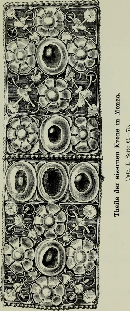 An illustration from Die byzantinischen Zellenschmelze der Sammlung Dr. Alex. von Swenigorodskoï und das darüber veröffentlichte Prachtwerk : archäologisch-kunstgeschichtliche Studie, 1896, leaf 466