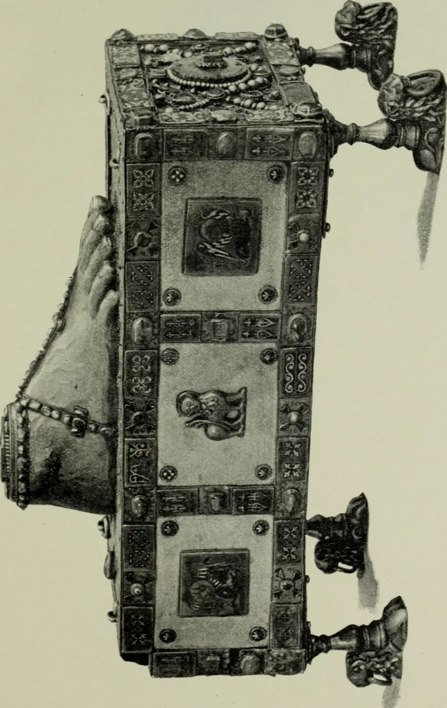 An illustration from Die byzantinischen Zellenschmelze der Sammlung Dr. Alex. von Swenigorodskoï und das darüber veröffentlichte Prachtwerk : archäologisch-kunstgeschichtliche Studie, 1896, leaf 472