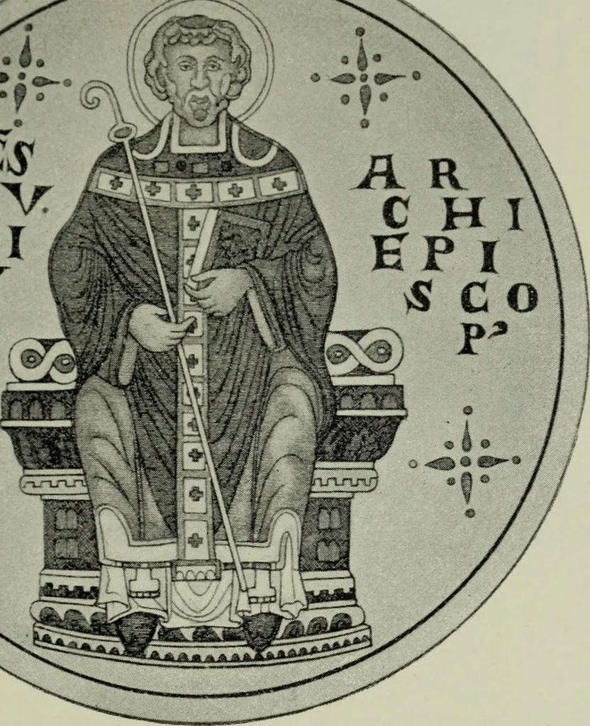An illustration from Die byzantinischen Zellenschmelze der Sammlung Dr. Alex. von Swenigorodskoï und das darüber veröffentlichte Prachtwerk : archäologisch-kunstgeschichtliche Studie, 1896, leaf 476